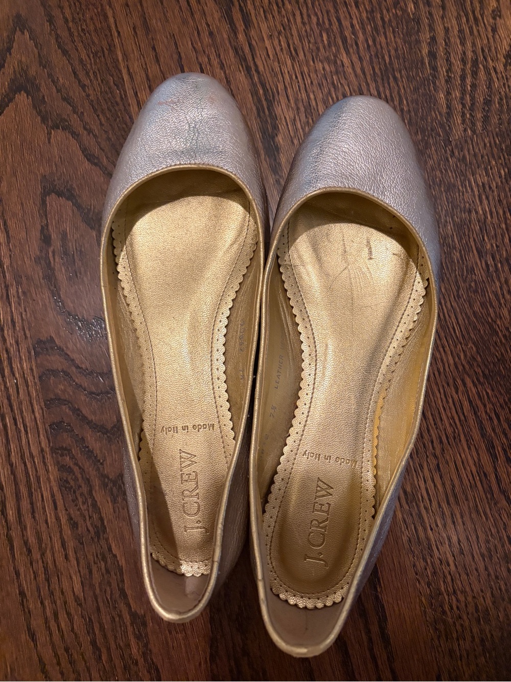 J. Crew Metallic Gold Band Champagne Ballet Flats 7.5